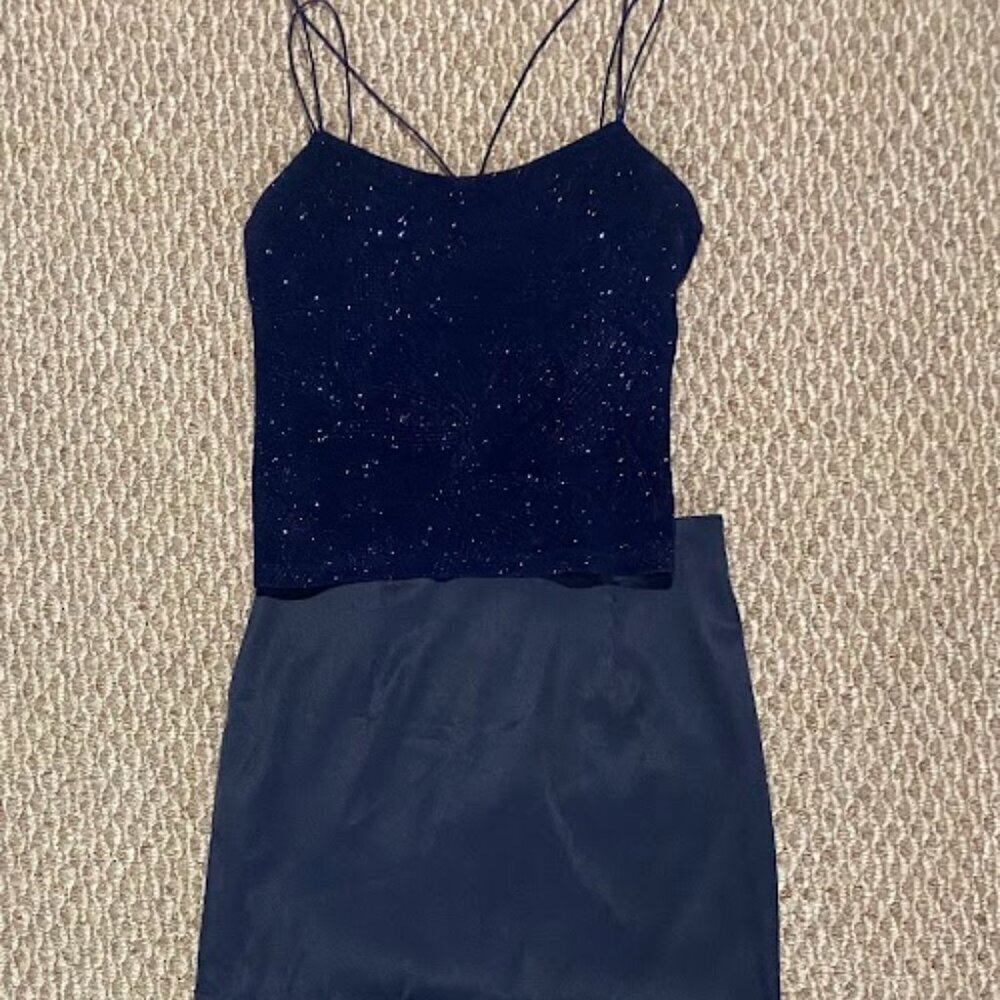 Byer Too Y2k 2-piece Dress Navy Shimmer